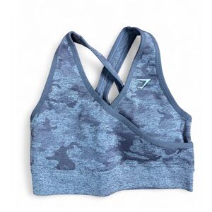 Gymshark Women’s Gray Camo Cross-Back Sports Bra